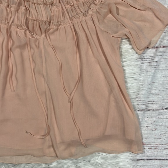 Zara Peach Chiffon Tiered Tie Blouse - Picture 5 of 8